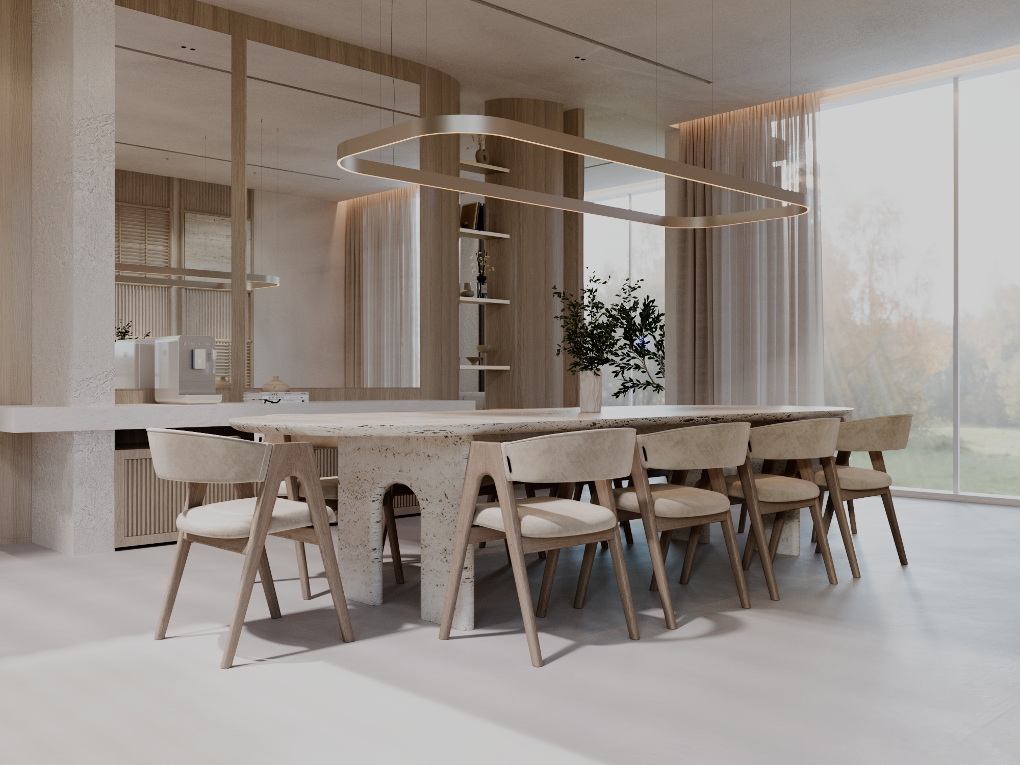 japandi style minimalist contemporary dining luxury interior design dubai abudhabi
