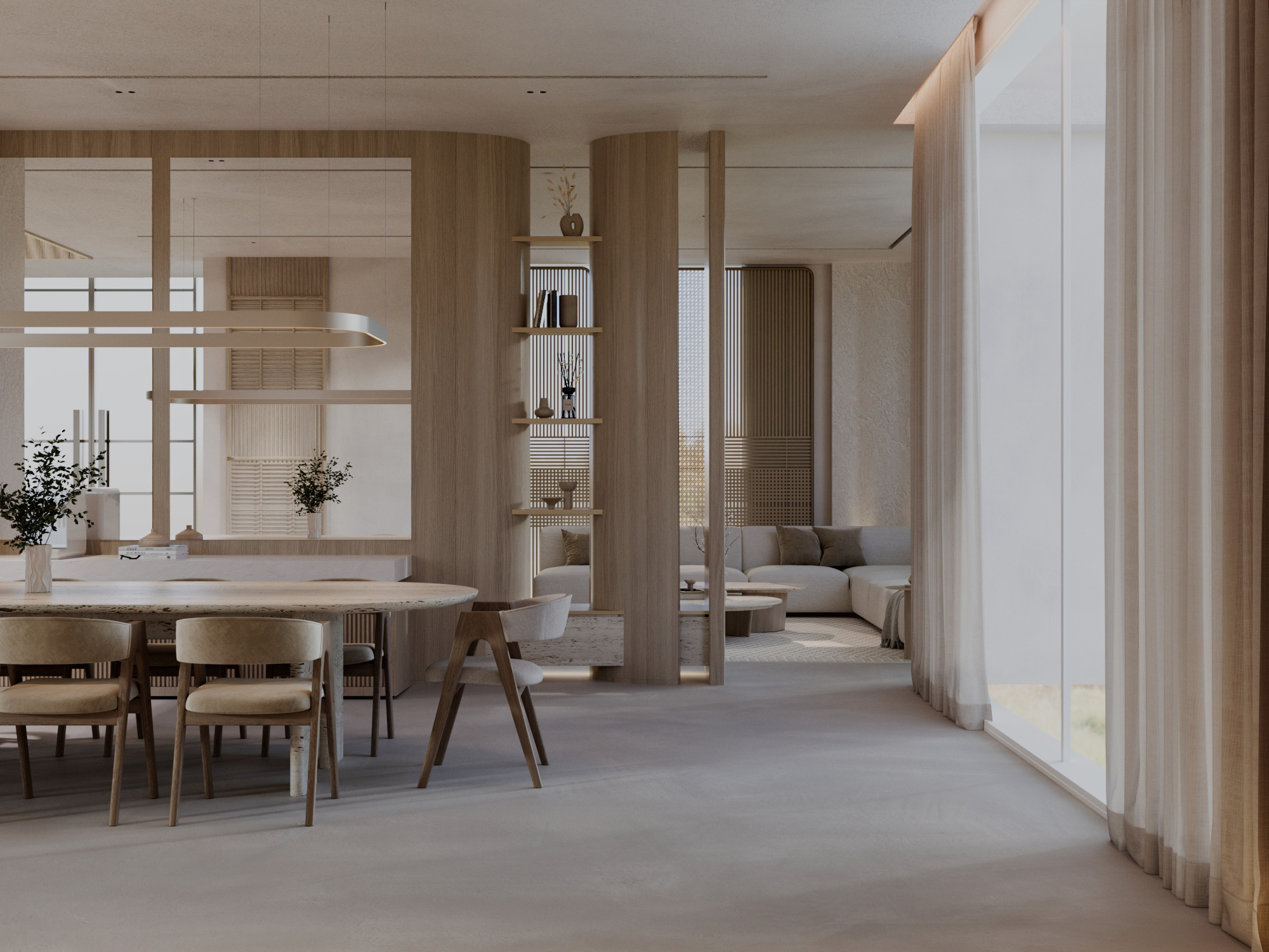japandi style minimalist dining luxury interior design dubai abudhabi