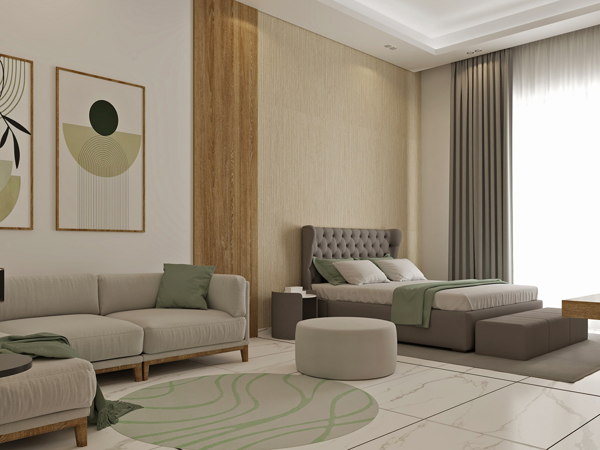 minimal modern interior design bedroom boho abudhabi dubai