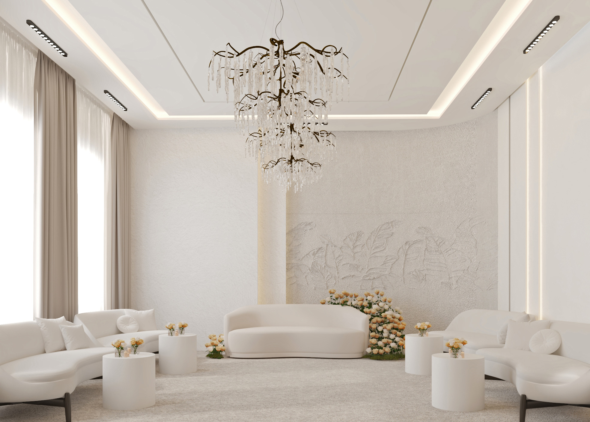 minimalist interior design event wedding luxury design style flower white dubai abudhabi