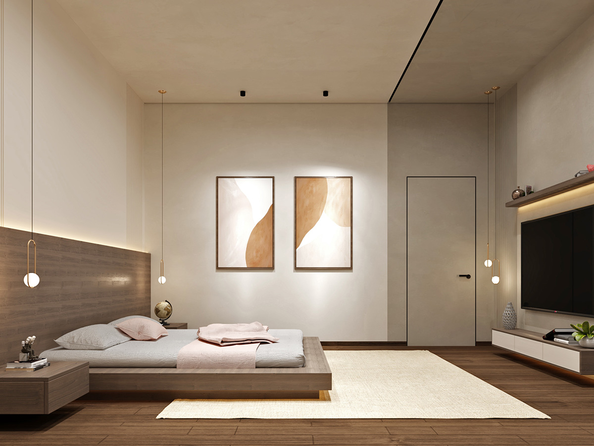 minimalist modern bedroom japandi interior design abudhabi dubai