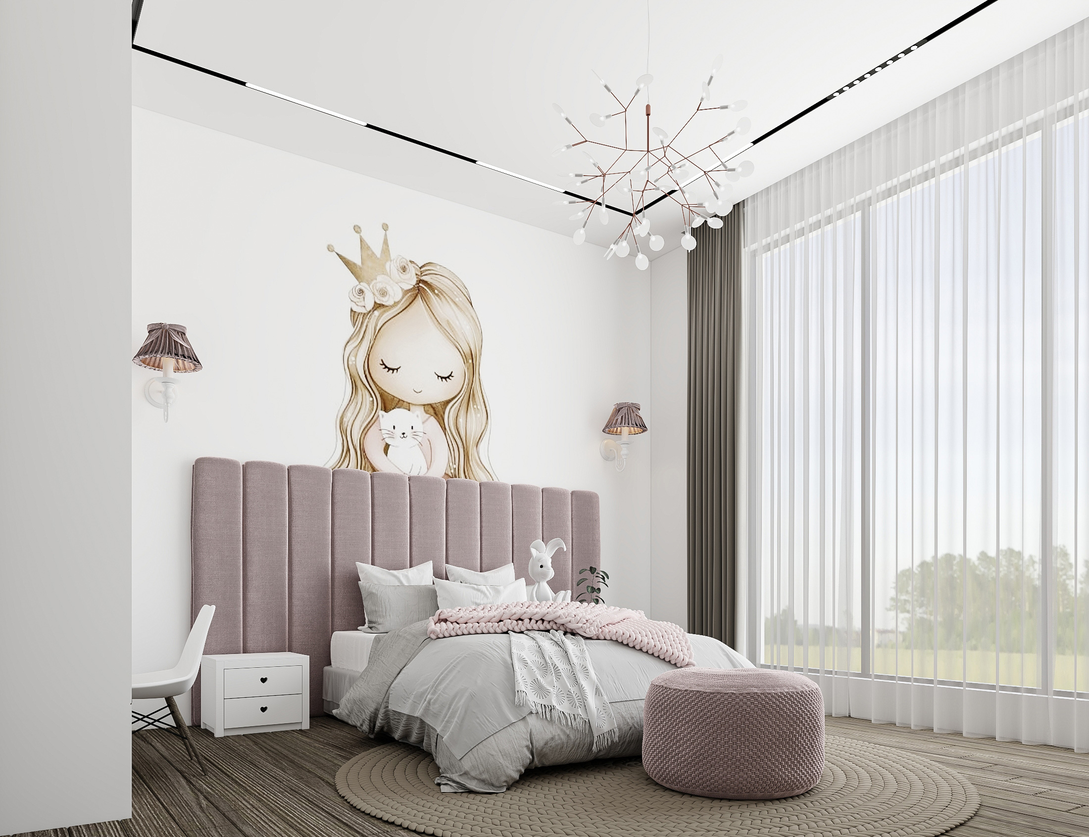 minimalist modern girl bedroom princess interior design abudhabi dubai