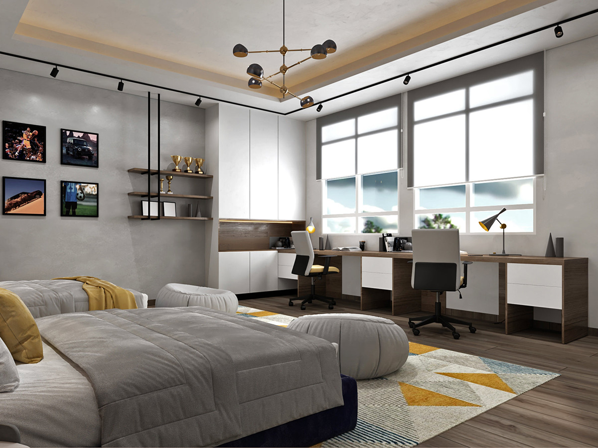 modern boy bedroom blue design interior design abudhabi dubai