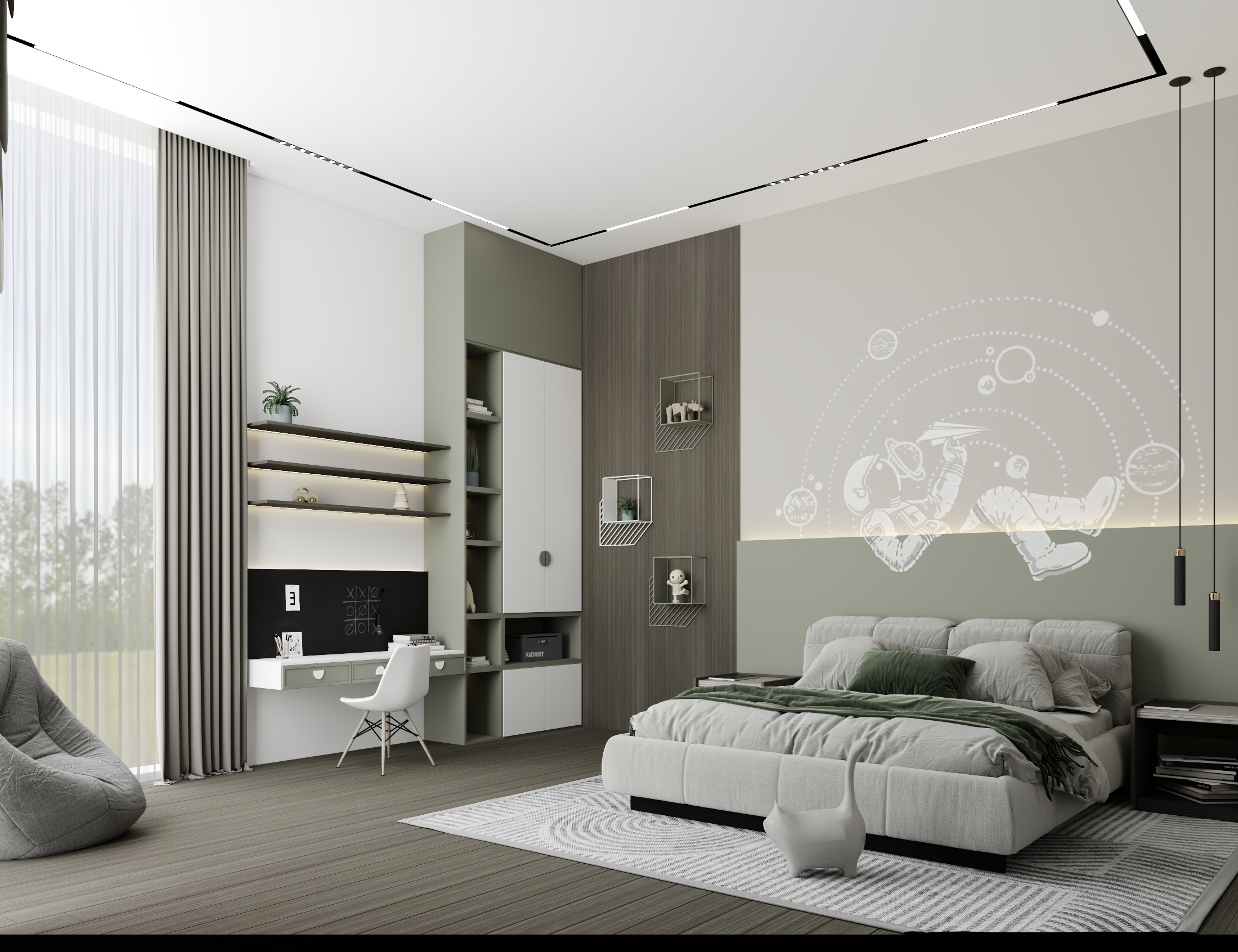 modern boy bedroom kid design astronaut minimalist interior design abudhabi dubai