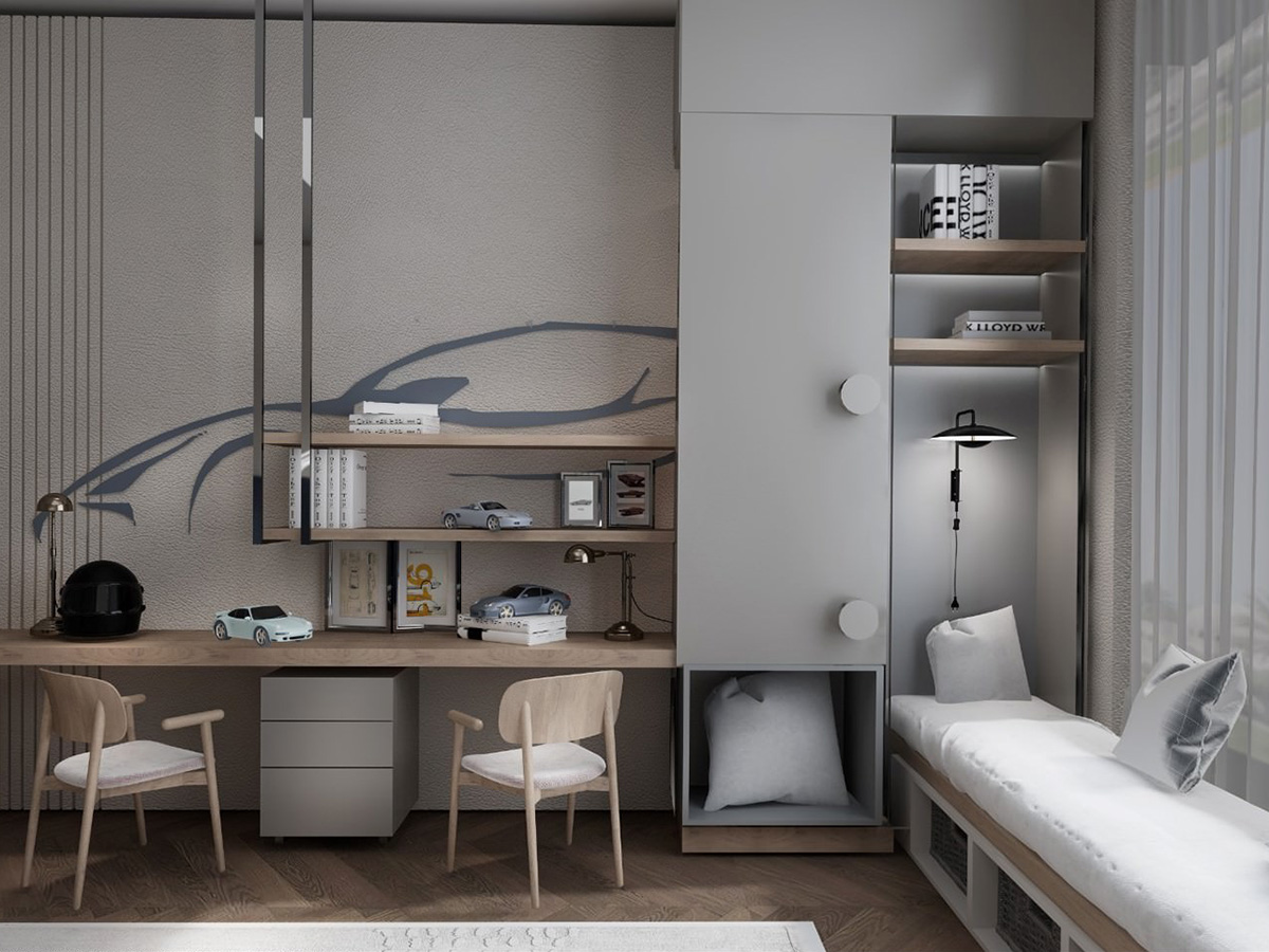 modern design boy cars bedroom interior design abudhabi dubai