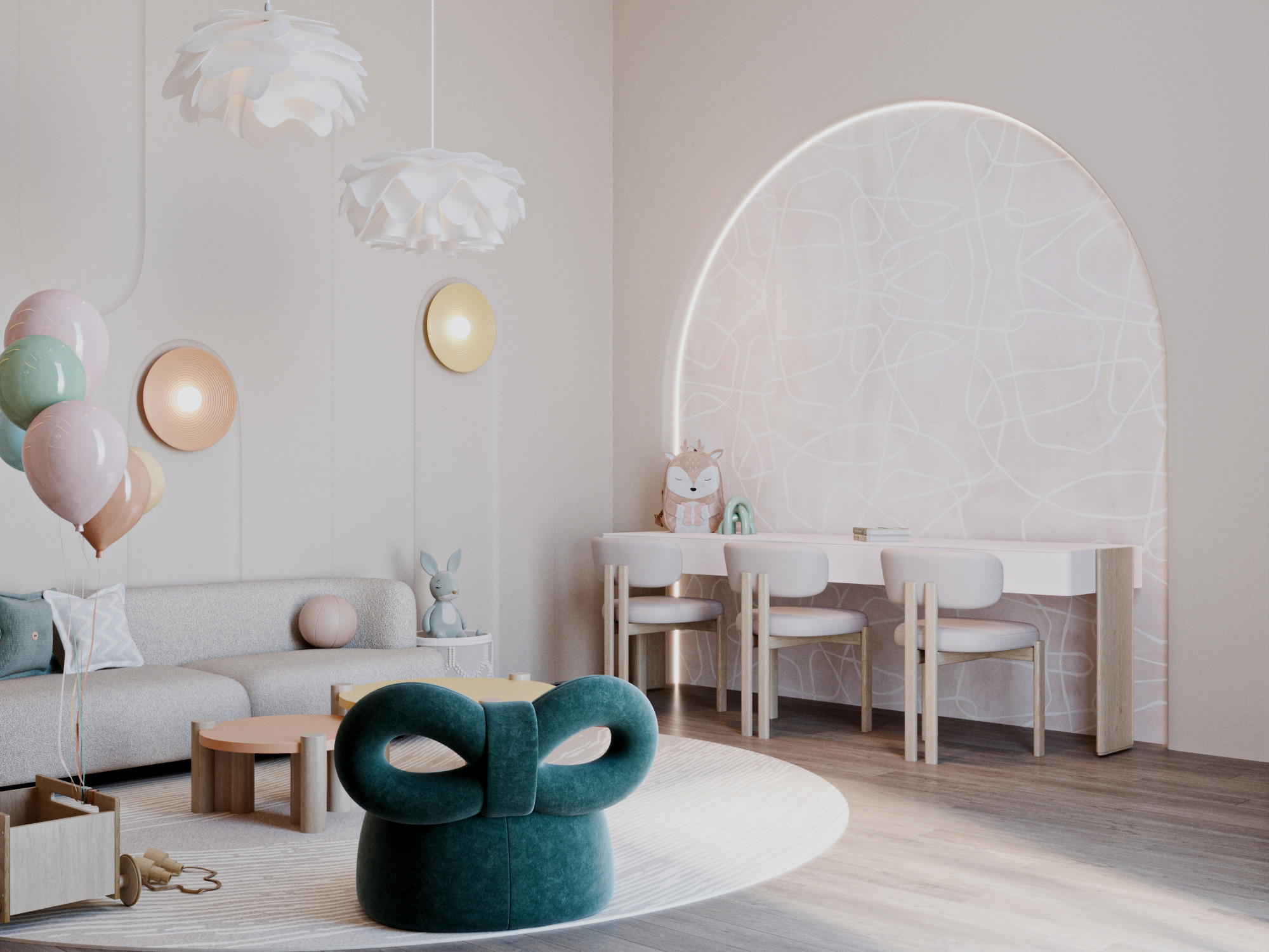 modern luxury comfort interior design play room study room colorful dubai abudhabi