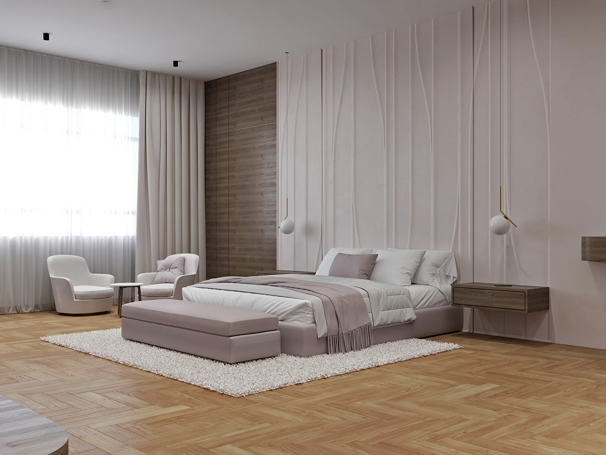 modern luxury minimlaist interior design master bedroom abudhabi dubai