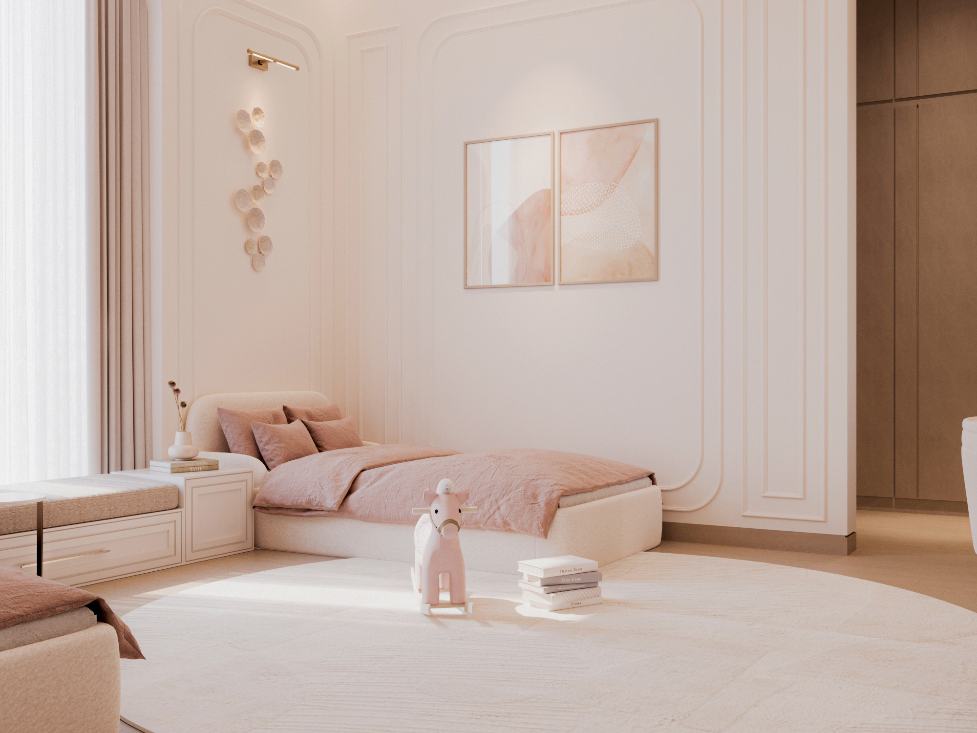 modern minimalist comfort interior design girl bedroom dubai abudhabi