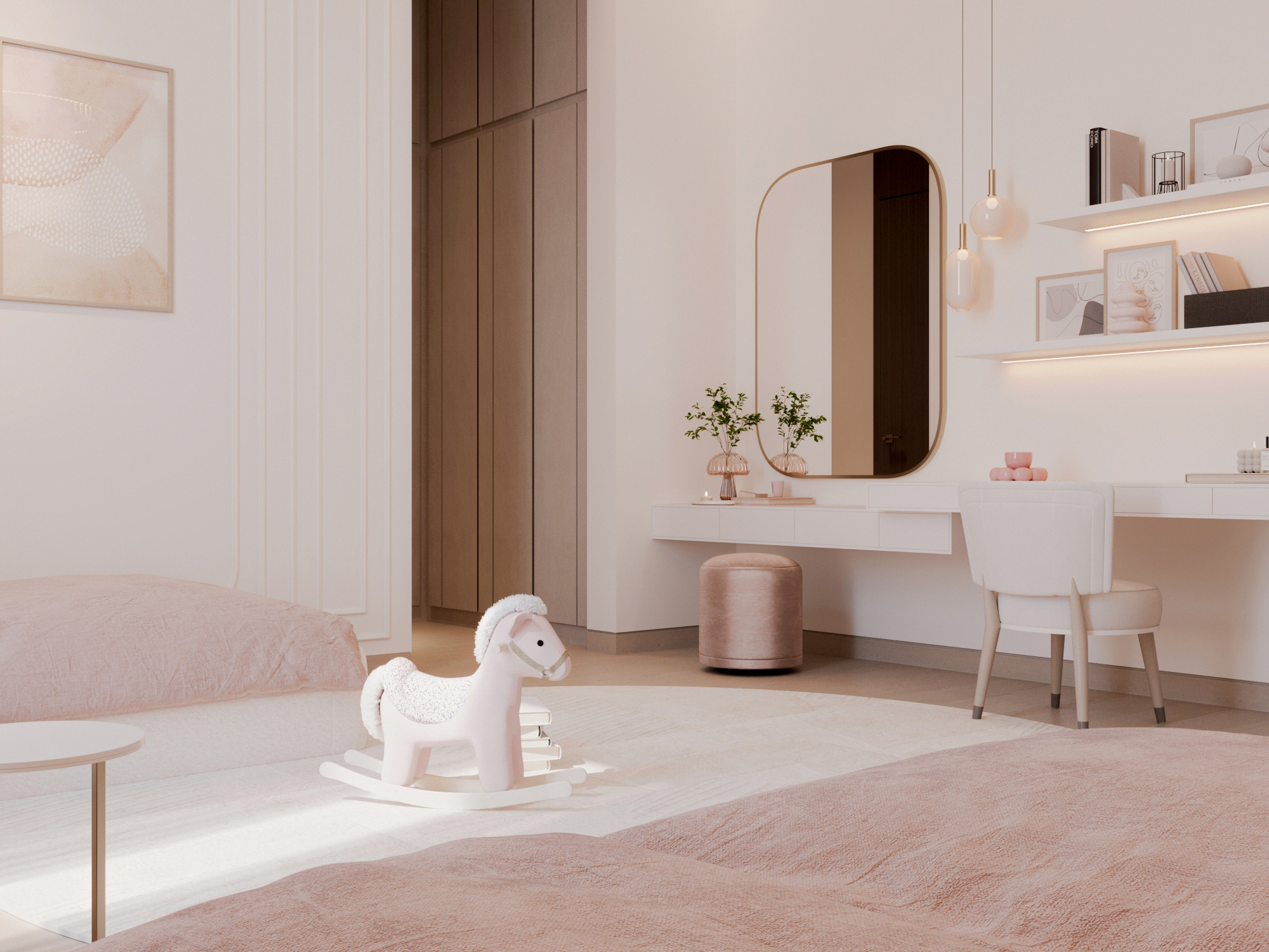 modern minimalist interior design girl bedroom dubai abudhabi