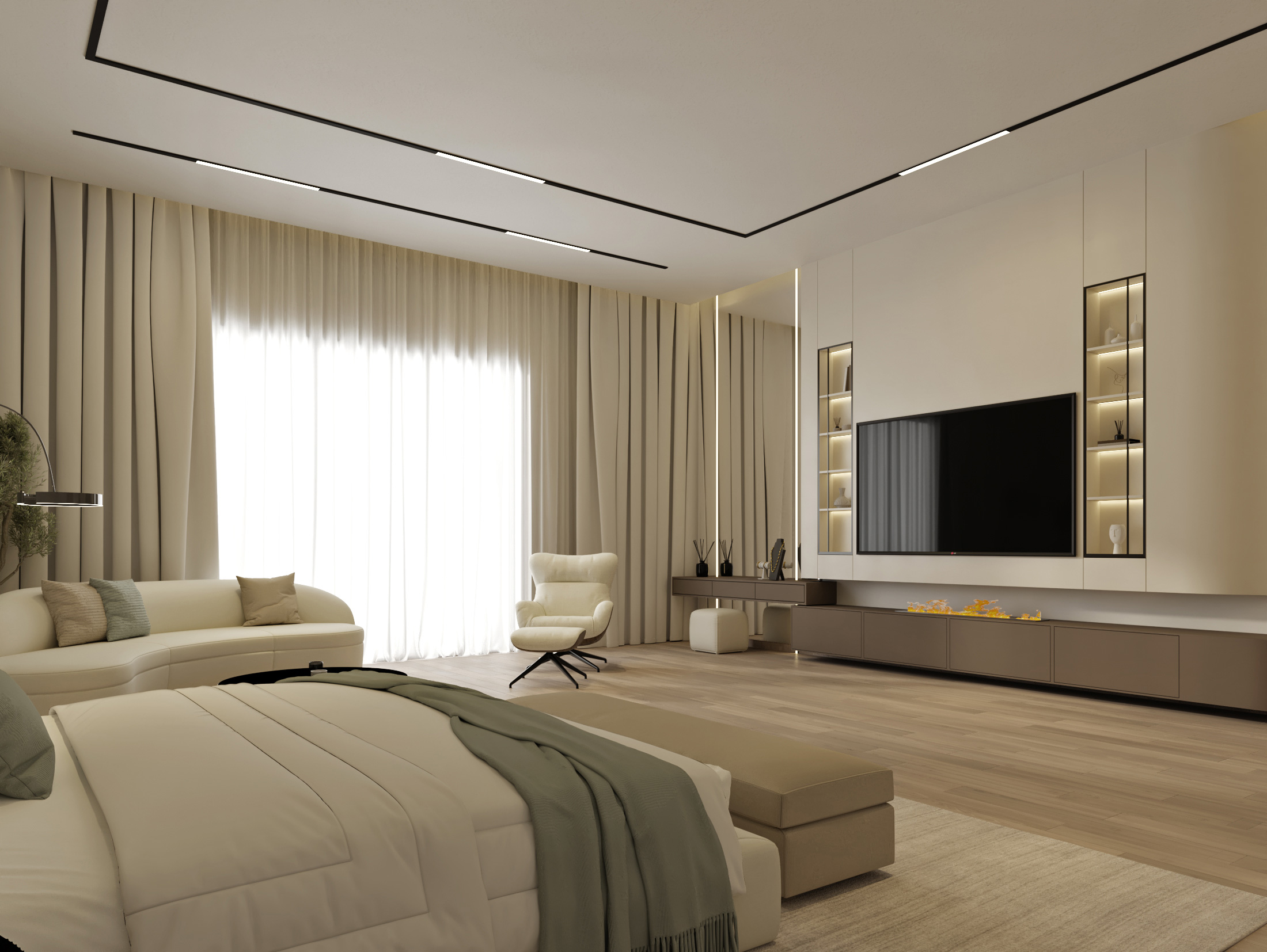 modern neoclassic luxury master bedroom suite interior design abudhabi dubai