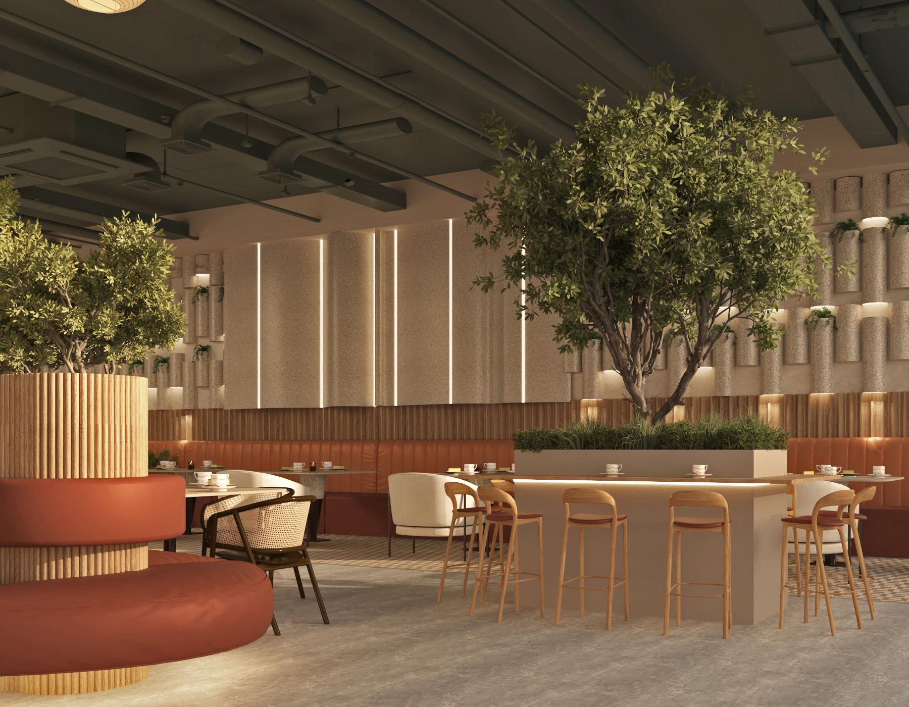 modern rustic coffee shop commercial interior design dubai abudhabi